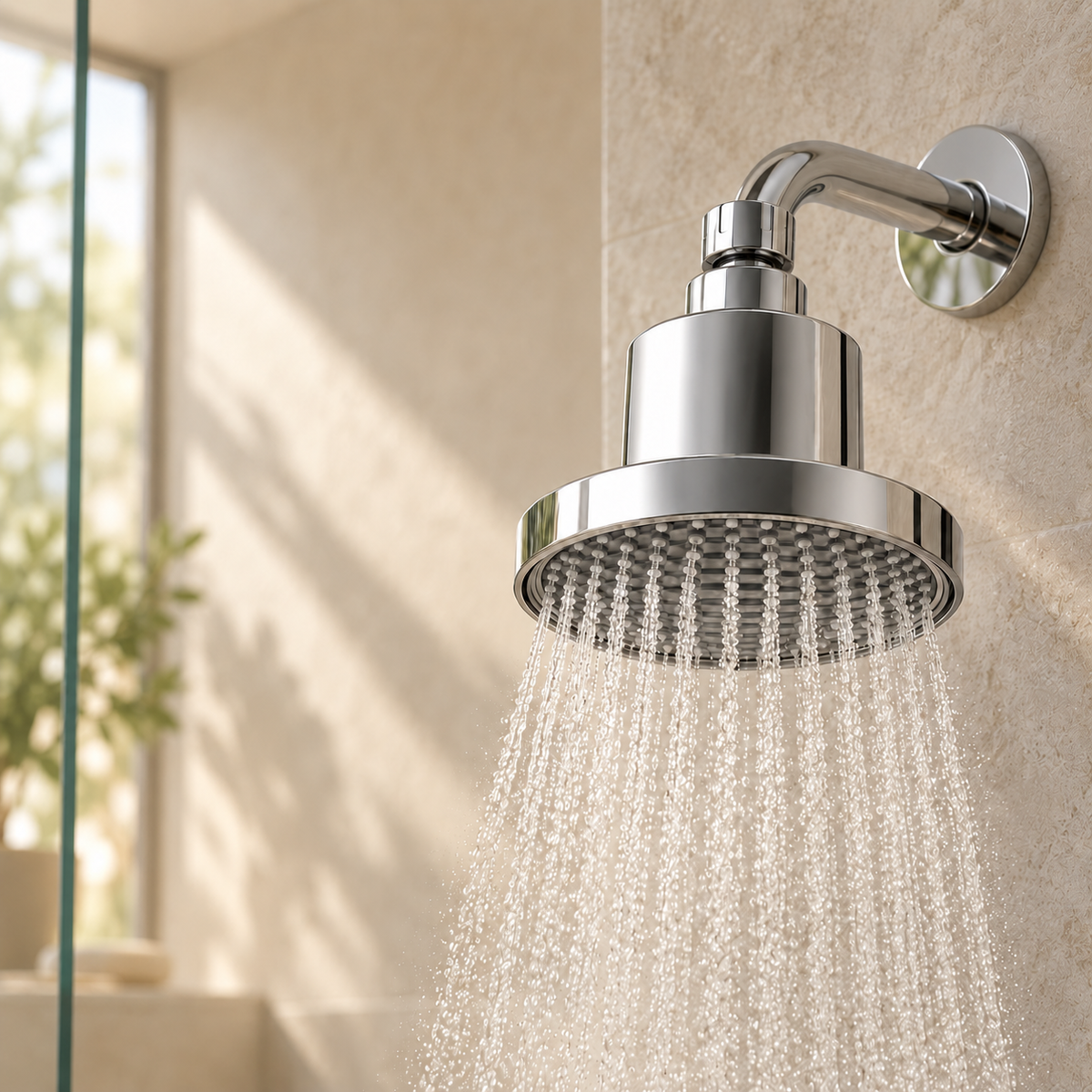 Velora showerhead in a bathroom setting